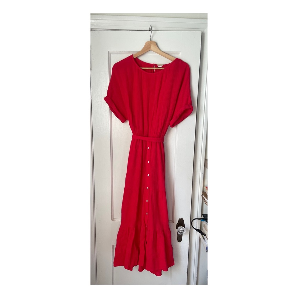 Magaschoni cotton gauze tiered maxi dress in punch✨✨